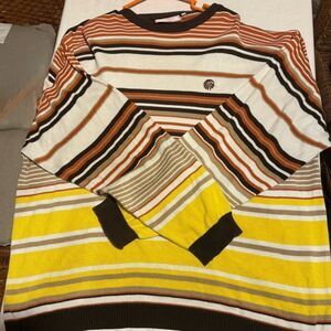 VTG Mecca Y2K‎ Men 3x Striped Multicolor orange yellow brown Sweater oversized